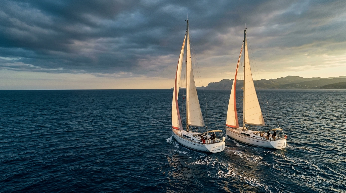 Barche a vela in navigazione nel Mediterraneo